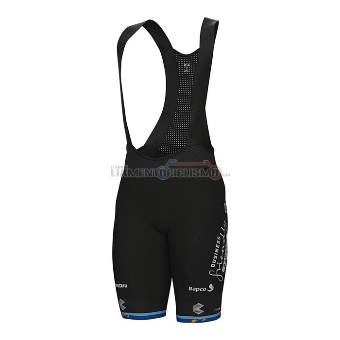 Abbigliamento Ciclismo European Champion Bahrain Victorious Manica Corta 2022 Blu Bianco
